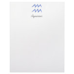 Aquarius. Zodiac Astrology Sign. Blue. Personalized Letterhead