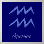 Aquarius. Zodiac Astrology Sign. Poster