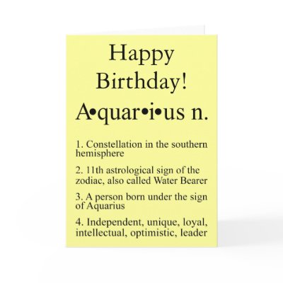 Aquarius Zodiac Birthday Card