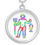 Aquarius Zodiac Star Sign Rainbow Silver Necklace