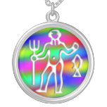 Aquarius Zodiac Star Sign Rainbow Sterling Silver necklaces