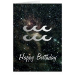 Aquarius Zodiac Star Sign Universe Birthday Greeting Card