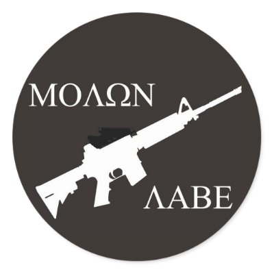AR-15 Molon Labe Round Stickers