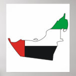 Arab Emirates Flag Map full size Poster