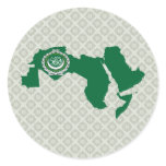 Arab League Flag Map full size Round Stickers
