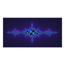 Arabesque azul en Deep Purple - fractal brillante Tarjeta Fotográfica