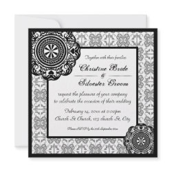 Arabesque Black Lace, 5.25x5.25 wedding invite invitation