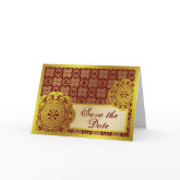 Arabesque Gold Lace, save the date card card