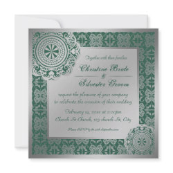 Arabesque Silver Lace, 5.25x5.25 wedding invitation