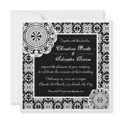 Arabesque White Lace, 5.25x5.25 wedding invite invitation