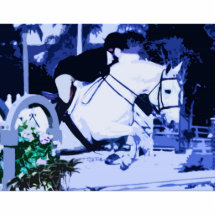 arabian horse jumping blue posterized photo cut out