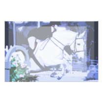 arabian horse jumping blue posterized stationery