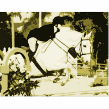 arabian horse jumping sepia posterized photo cutout