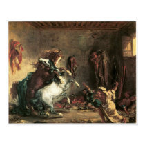Arabian Horses Fighting in a Stable, Delacroix Posters