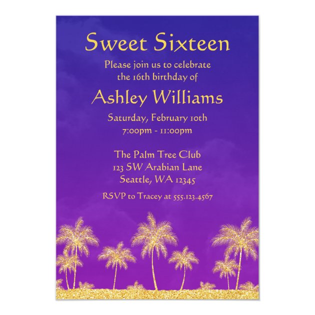 Arabian Nights Sweet 16 Birthday Party Invitation