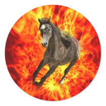 Arabian on fire round sticker