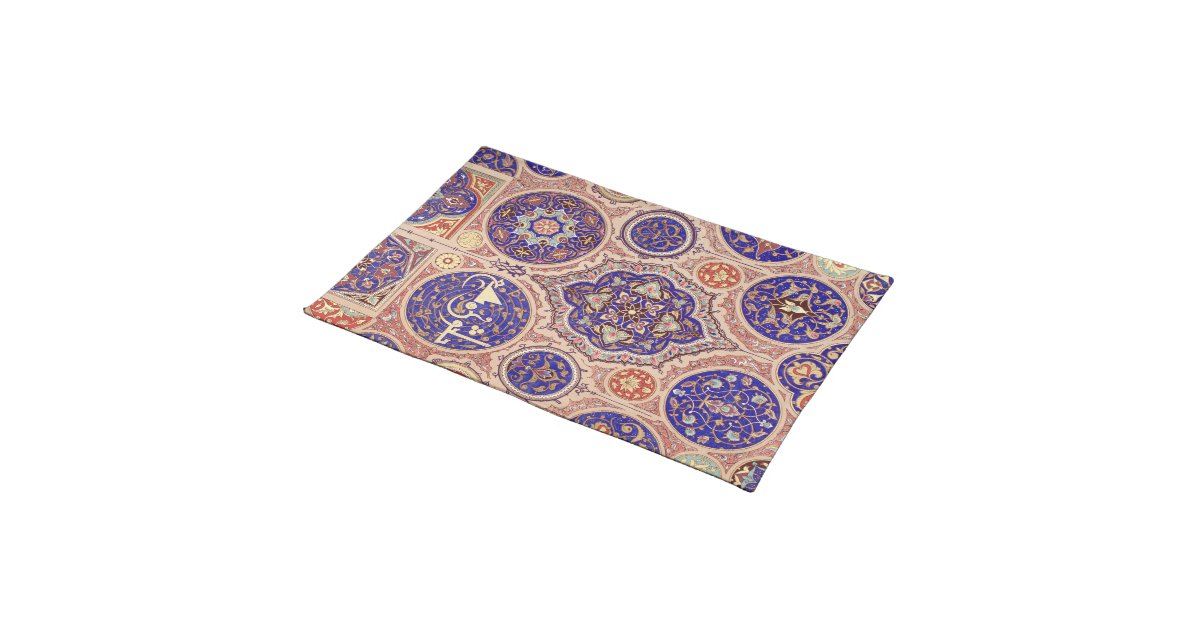 Arabic Middle Eastern Blue Rosetttes Vintage Placemat Zazzle