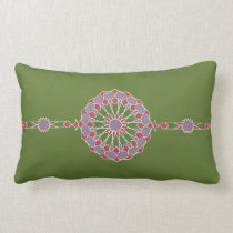 Arabic Middle Eastern Green Geometric Red Blue Pillow