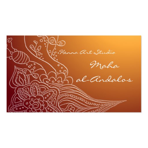 Arabic oriental henna style business card (front side)