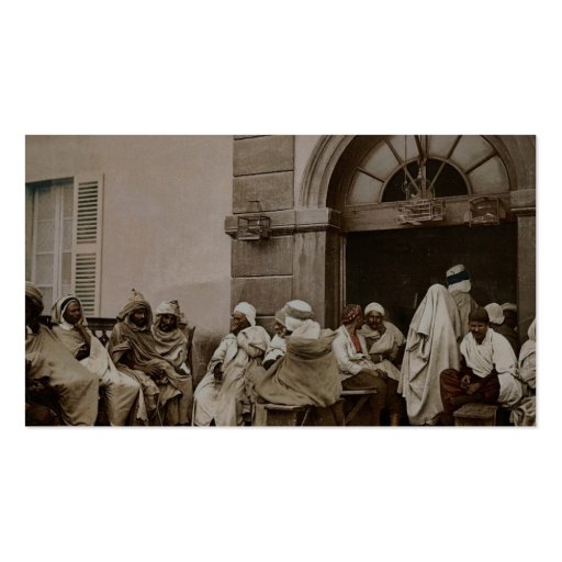 Arabs at a cafe, Algiers, Algeria vintage Photochr Business Card Template (back side)