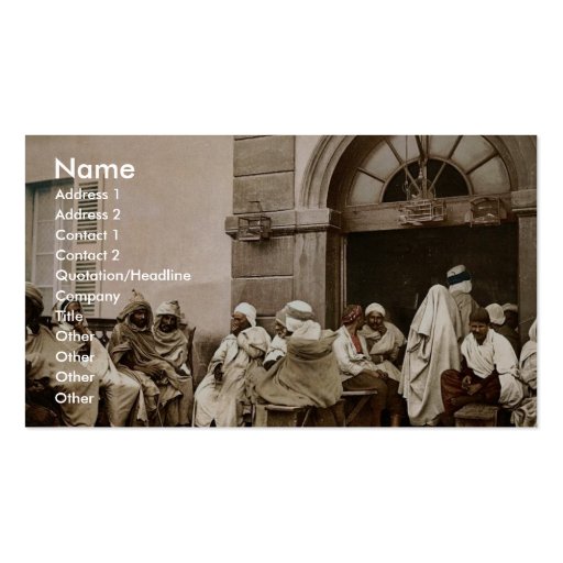 Arabs at a cafe, Algiers, Algeria vintage Photochr Business Card Template