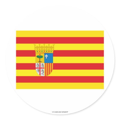 Aragón flag round stickers by Vexillophile