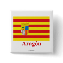 Aragón flag with name pinback button