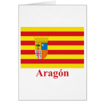 Aragón flag with name greeting card