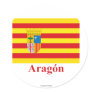 Aragón flag with name round sticker