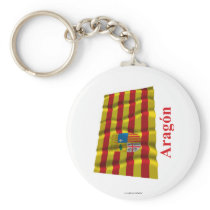 Aragón waving flag with name key chain
