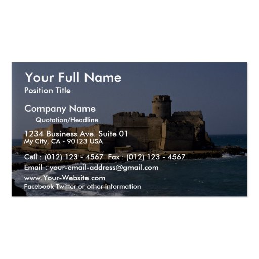 Aragonese Castle, Calabria, Italy Business Card Templates (front side)