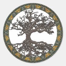 Árbol de la vida céltico etiquetas redondas