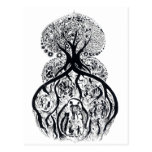 ÁRBOL de la VIDA - negro y blanco Postal