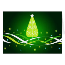 Árbol de navidad y estrellas - tarjeta