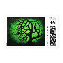 Árbol verde Windblown - sello