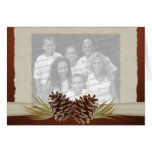 Arbolado Pinecones y foto de la arpillera Felicitaciones