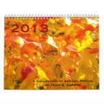 Árboles de la caída del otoño, pájaros, ardillas e calendario