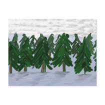 Árboles del día de fiesta en nieve postcard