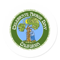 Arbor Day California Round Sticker