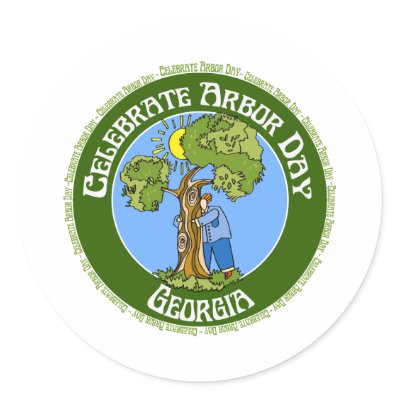 Arbor Day Georgia Round Stickers by shopaholicchick