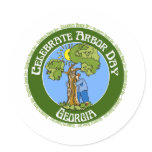 Arbor Day Georgia Round Stickers