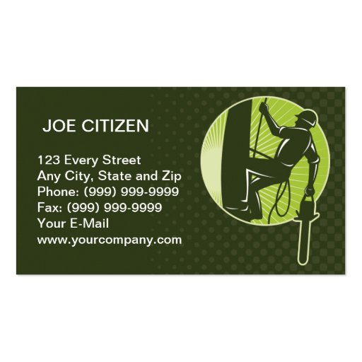 arborist tree surgeon agriculturist chainsaw business card templates (front side)
