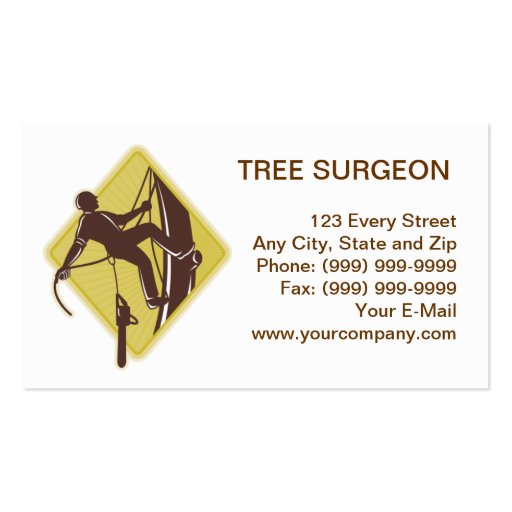 arborist tree surgeon agriculturist chainsaw business card template