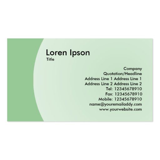 Arc Design - Faded Green Business Card (front side)