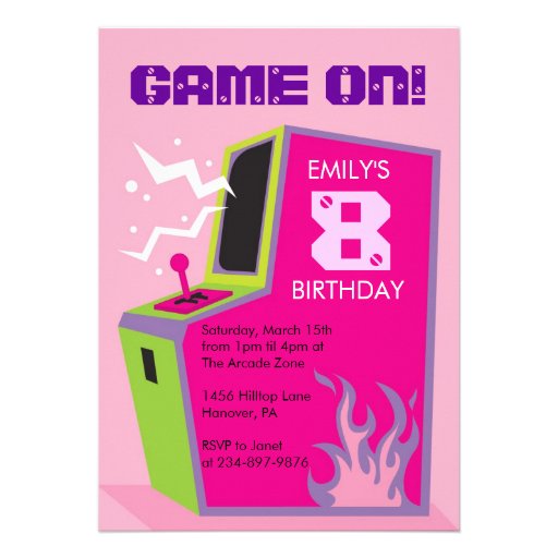 Arcade Video Game Birthday Party Invitations 5 Quot X 7 Quot Invitation Card Zazzle Arcade Invitation Template