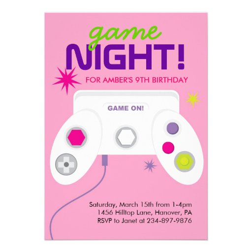 Arcade Video Game Birthday Party Invites (front side)