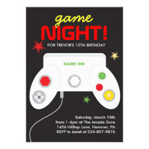 Arcade Video Games Birthday Party Invitation