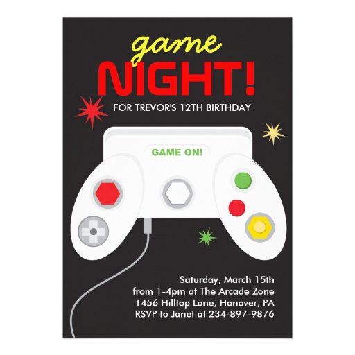 Arcade Video Games Birthday Party Invitation