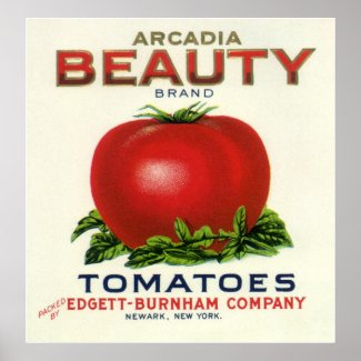 Arcadia Beauty Tomatoes, Vintage Fruit Crate Label print