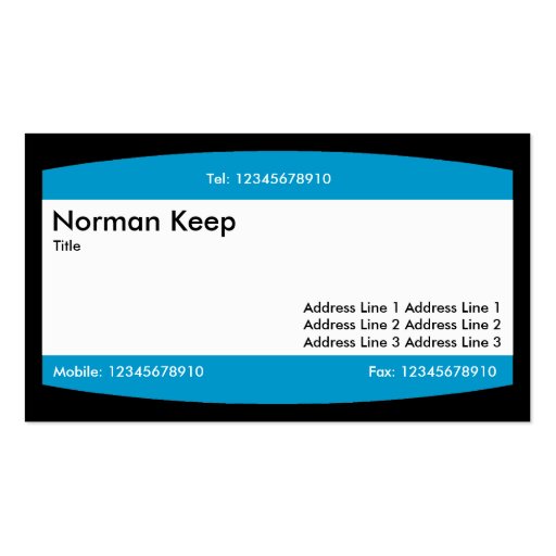 Arced Rectangle - Blue (0099CC) Business Card Template (back side)
